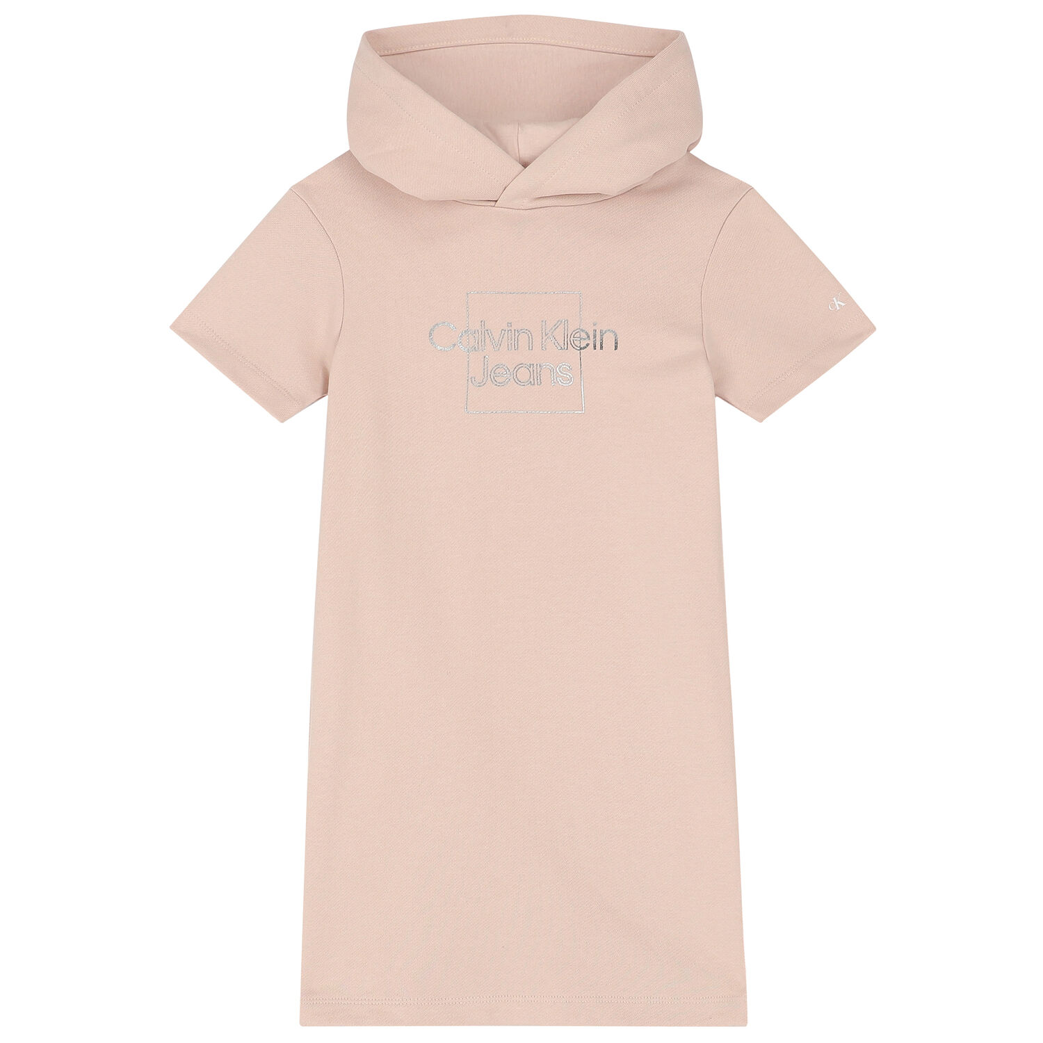 Girls Pale Pink Logo Hooded Dress, 1, hi-res