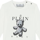 Baby Boys White Logo Long Sleeve Top, 1, hi-res