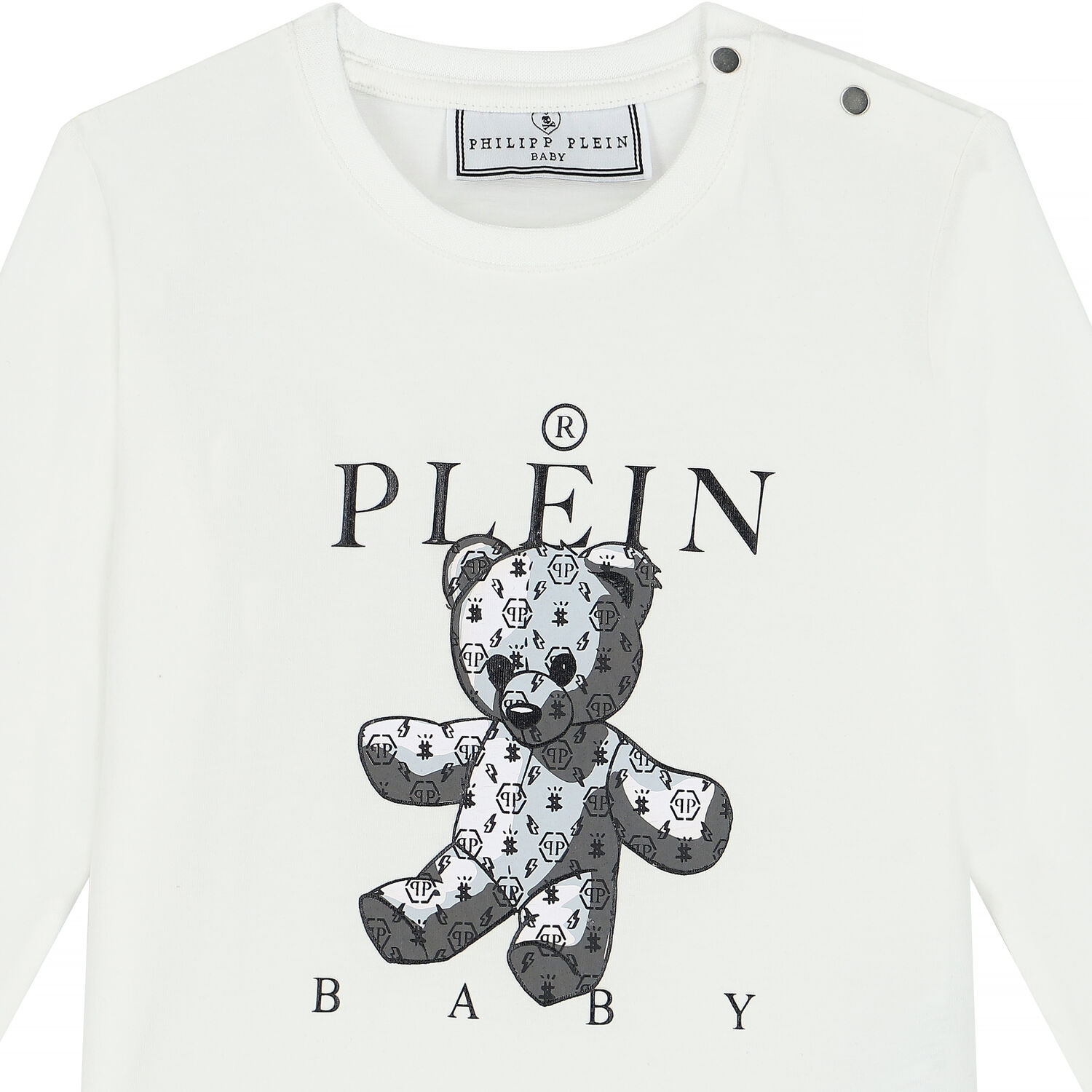 Baby Boys White Logo Long Sleeve Top, 1, hi-res