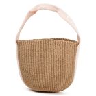 Girls Pink & Beige Straw Handbag, 1, hi-res