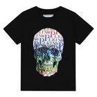 Boys Black Skull Logo T-Shirt, 2, hi-res
