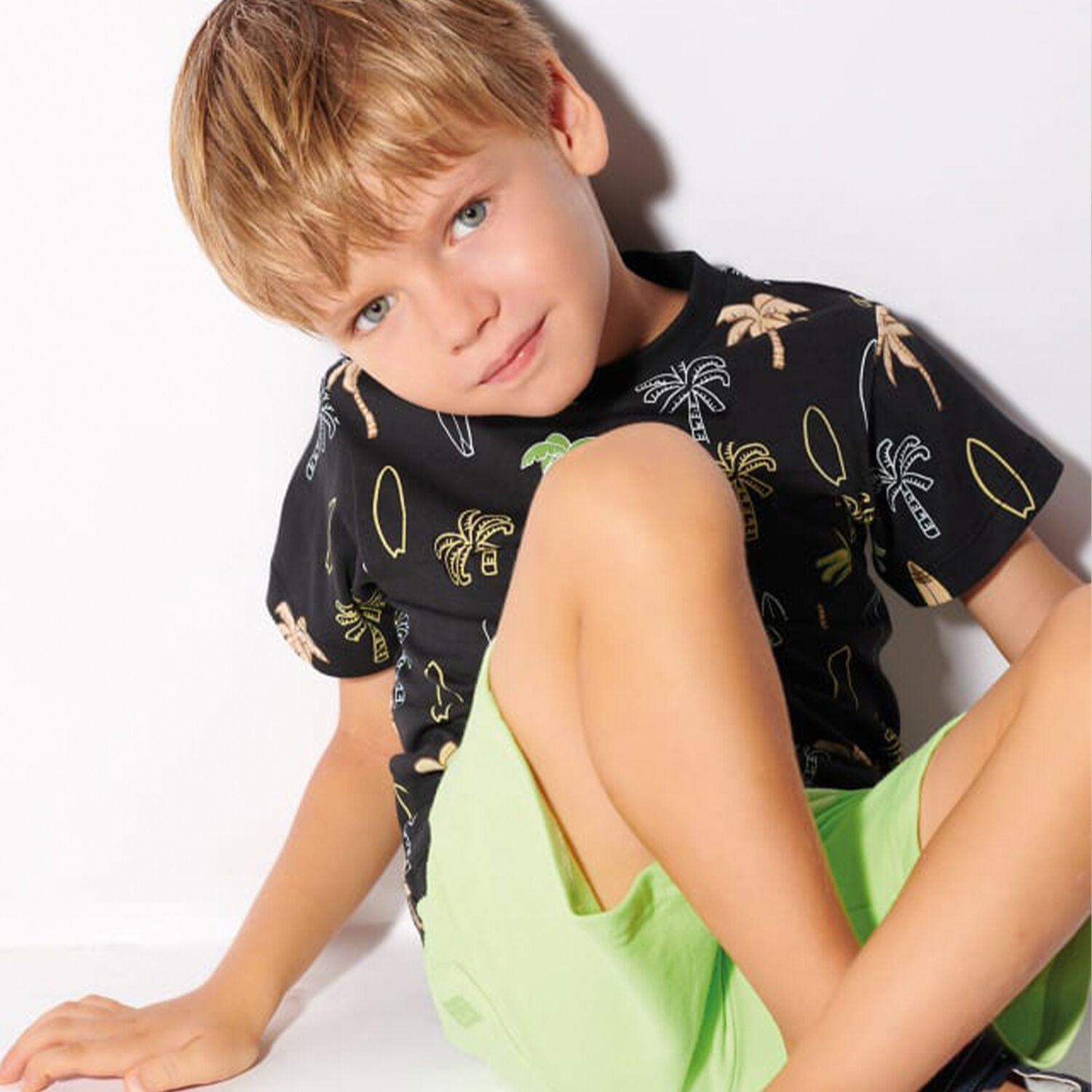 Boys Black & Green Palm Tree T-Shirts ( 2-Pack ), 1, hi-res image number null