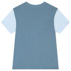Boys Blue Colourblock Cotton T-Shirt, 1, hi-res