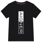 Boys Black Logo T-Shirt, 1, hi-res