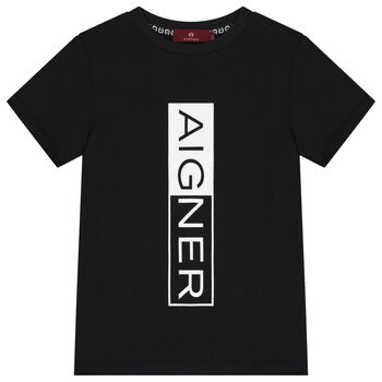 Aigner Boys Black Logo T-Shirt, 1 Boys Black Logo T-Shirt
