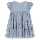 Girls Blue Horse Tulle Dress, 1, hi-res