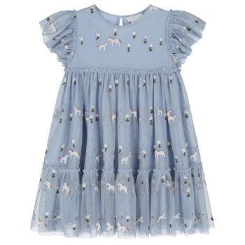 Girls Blue Horse Tulle Dress