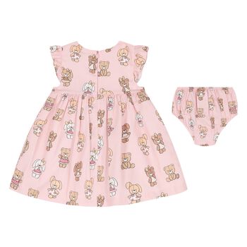Baby Girls Pink Teddy Bear Dress Set