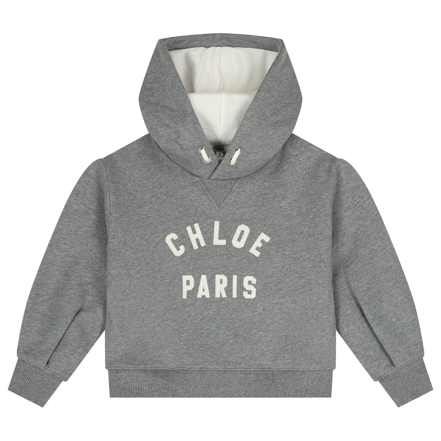 Girls Grey Logo Hooded Top, 1, hi-res