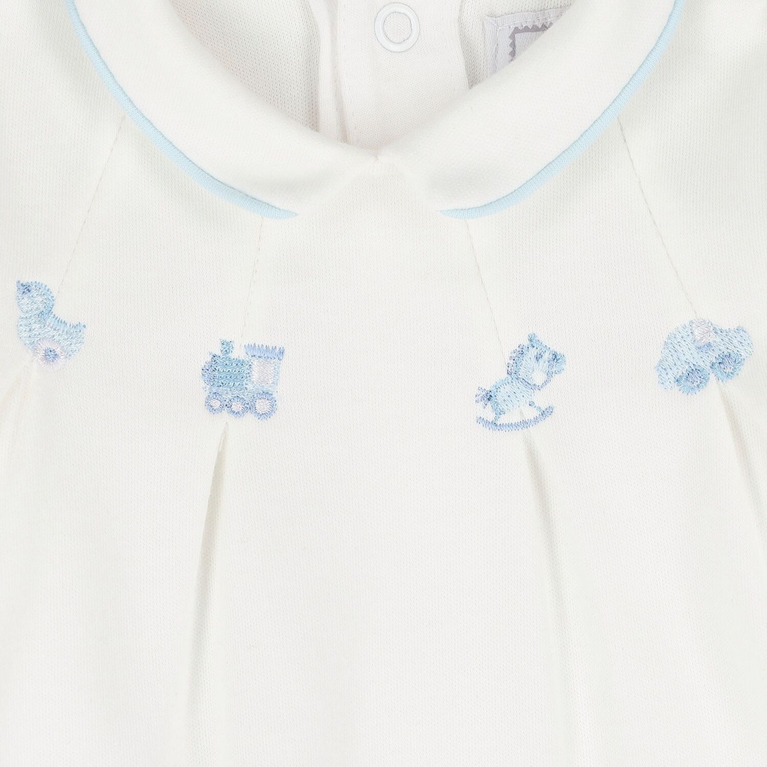 Baby Boys Blue & Ivory Flower Babygrows ( 2-Pack ), 1, hi-res
