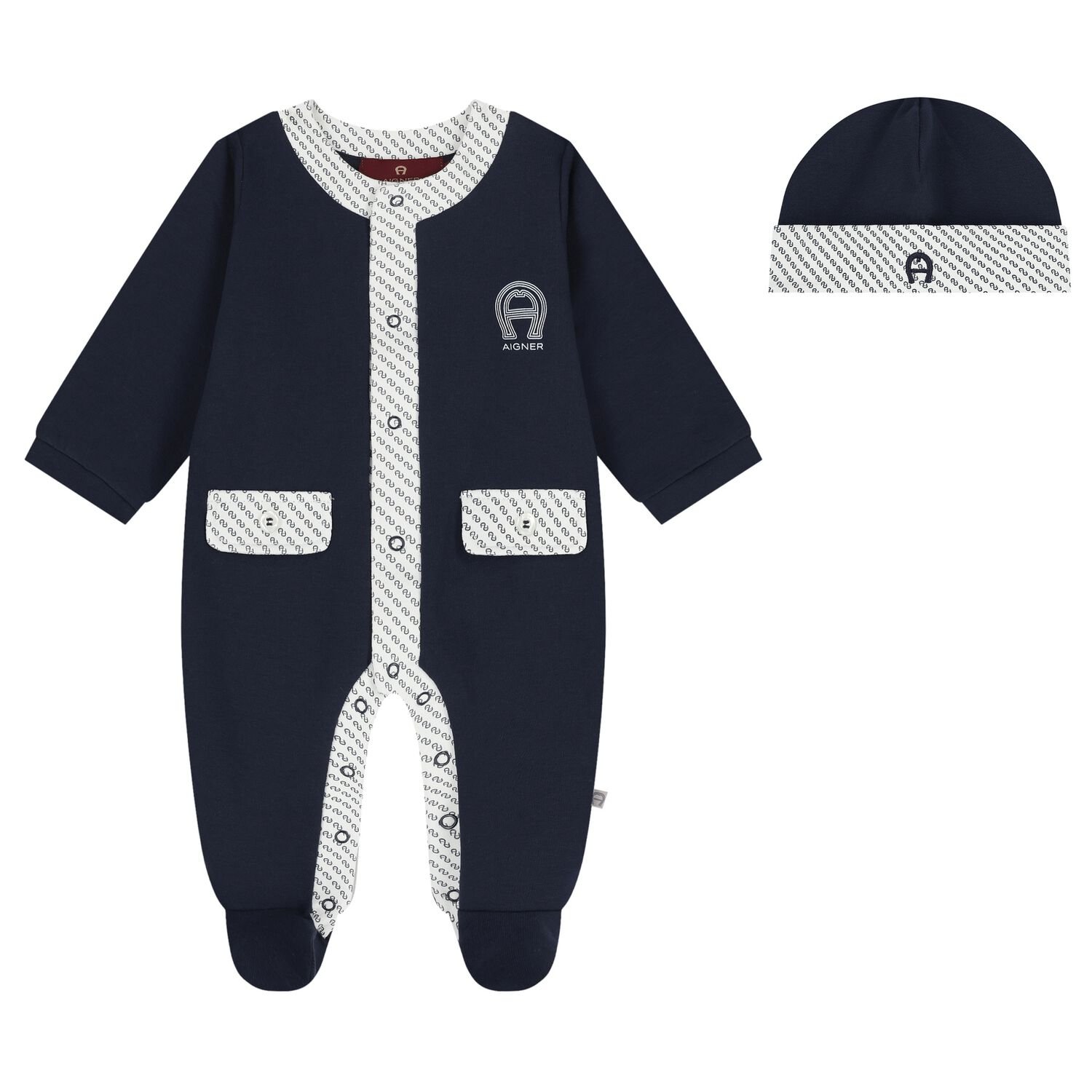 Baby Boys Navy Blue Logo Babygrow Gift Set, 2, hi-res