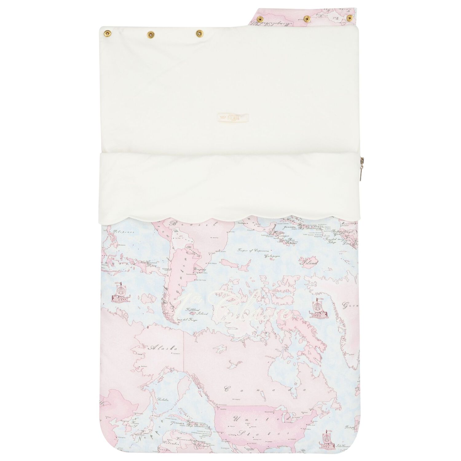 Baby Girls Pink & Blue Geo Map Baby Nest, 1, hi-res