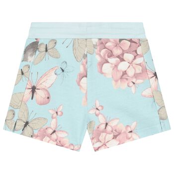 Girls Blue Logo Floral Shorts