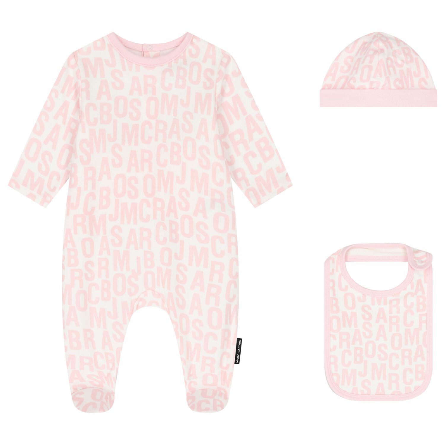 Baby Girls Ivory & Pink Logo Babygrow Gift Set, 1, hi-res