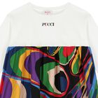 Girls White Logo Onde Dress, 2, hi-res