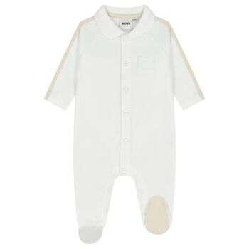 Baby Boys White Logo Babygrow