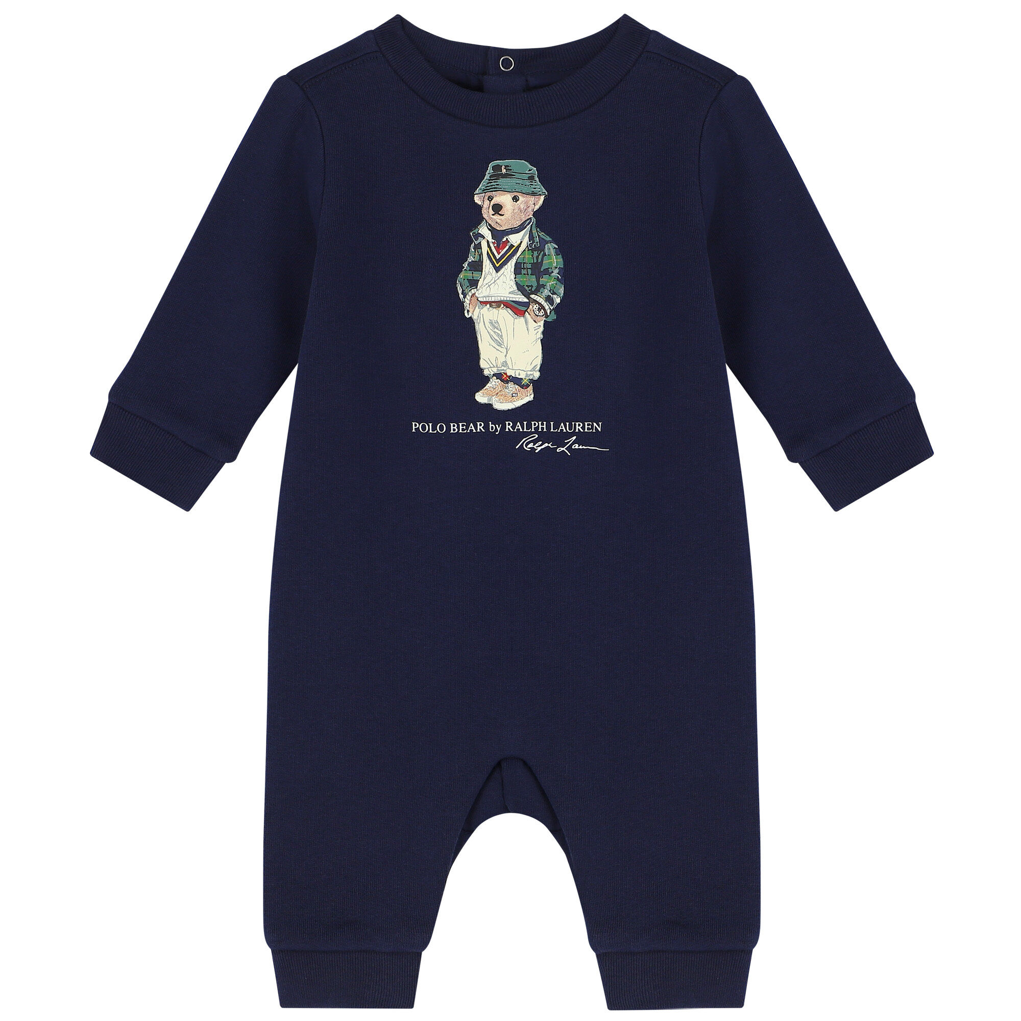 Ralph Lauren Baby Boys Navy Blue Polo Bear Romper Junior Couture UK