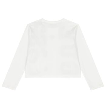 Girls White Logo Long Sleeve Top