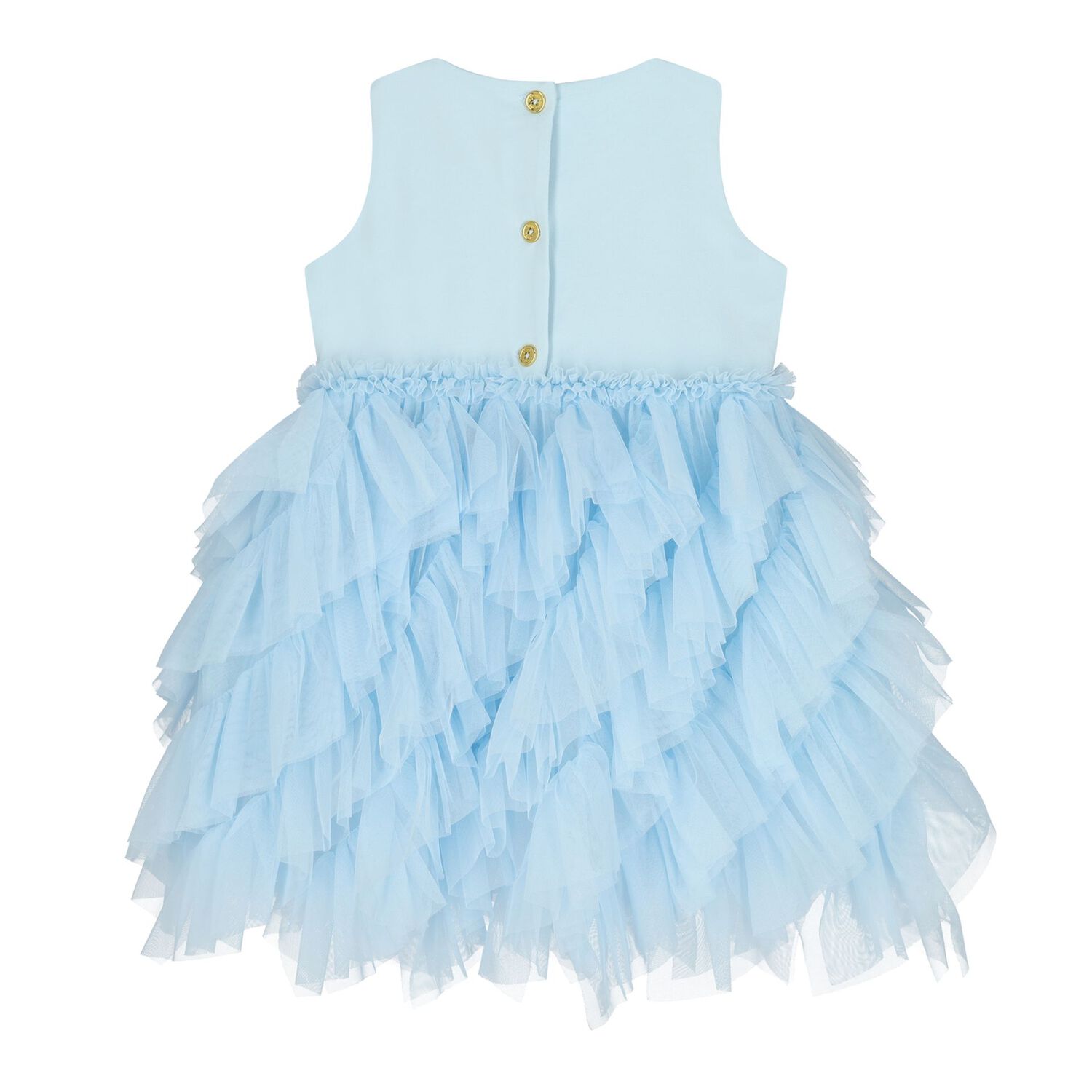 Baby Girls Blue Tulle Ruffles Dress, 1, hi-res