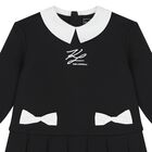 Younger Girls Black & White Logo Pleated Dress, 1, hi-res