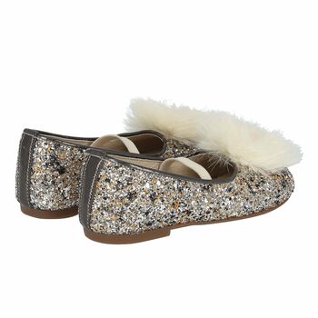 Girls Silver Embellished Ballerina Shoes
