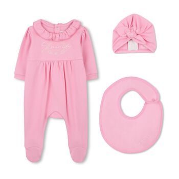 Givenchy Baby Girls Pink Logo Babygrow Set, 1 Baby Girls Pink Logo Babygrow Set
