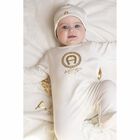 Ivory & Gold Logo Babygrow, 3, hi-res