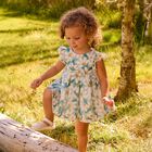 Younger Girls Green Floral Dress, 2, hi-res