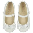 Girls White Embellished Bow Shoes, 2, hi-res