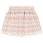 Girls Pink Logo Zig Zag Skirt, 1, hi-res
