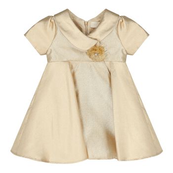 Baby Girls Gold Flower Satin Dress