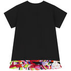 Girls Black Logo Dress, 2, hi-res