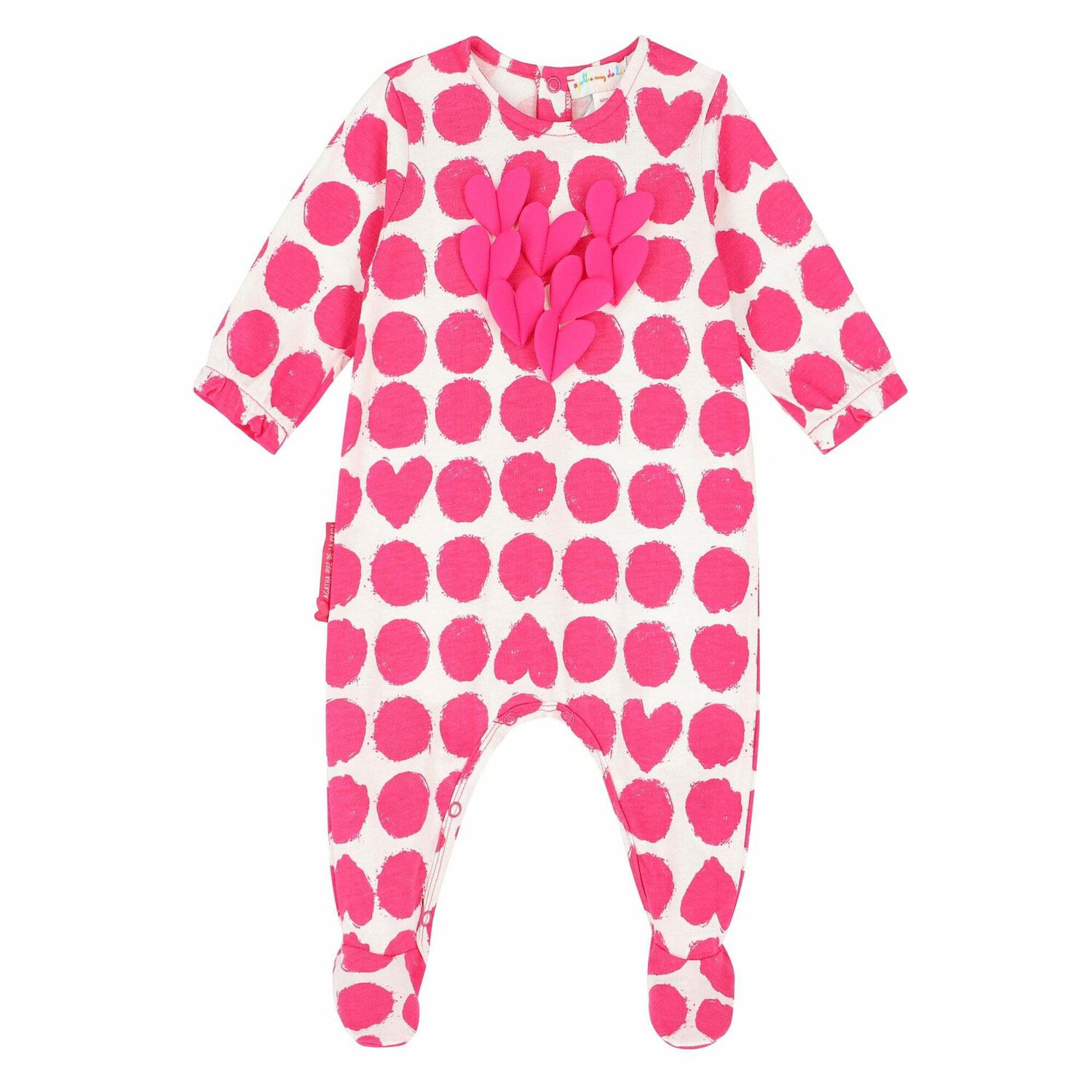 Baby Girls White & Pink Babygrow, 1, hi-res
