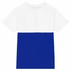 Older Boys White & Blue Logo T-Shirt, 2, hi-res