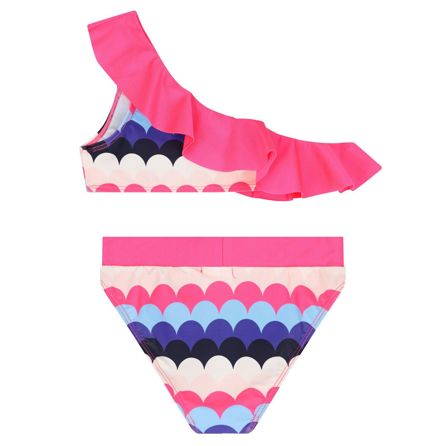 Girls Pink & Blue Ruffled Bikini, 1, hi-res
