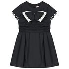 Girls Black Bow Dress, 2, hi-res