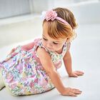 Younger Girls White, Green & Pink Floral Dress, 1, hi-res