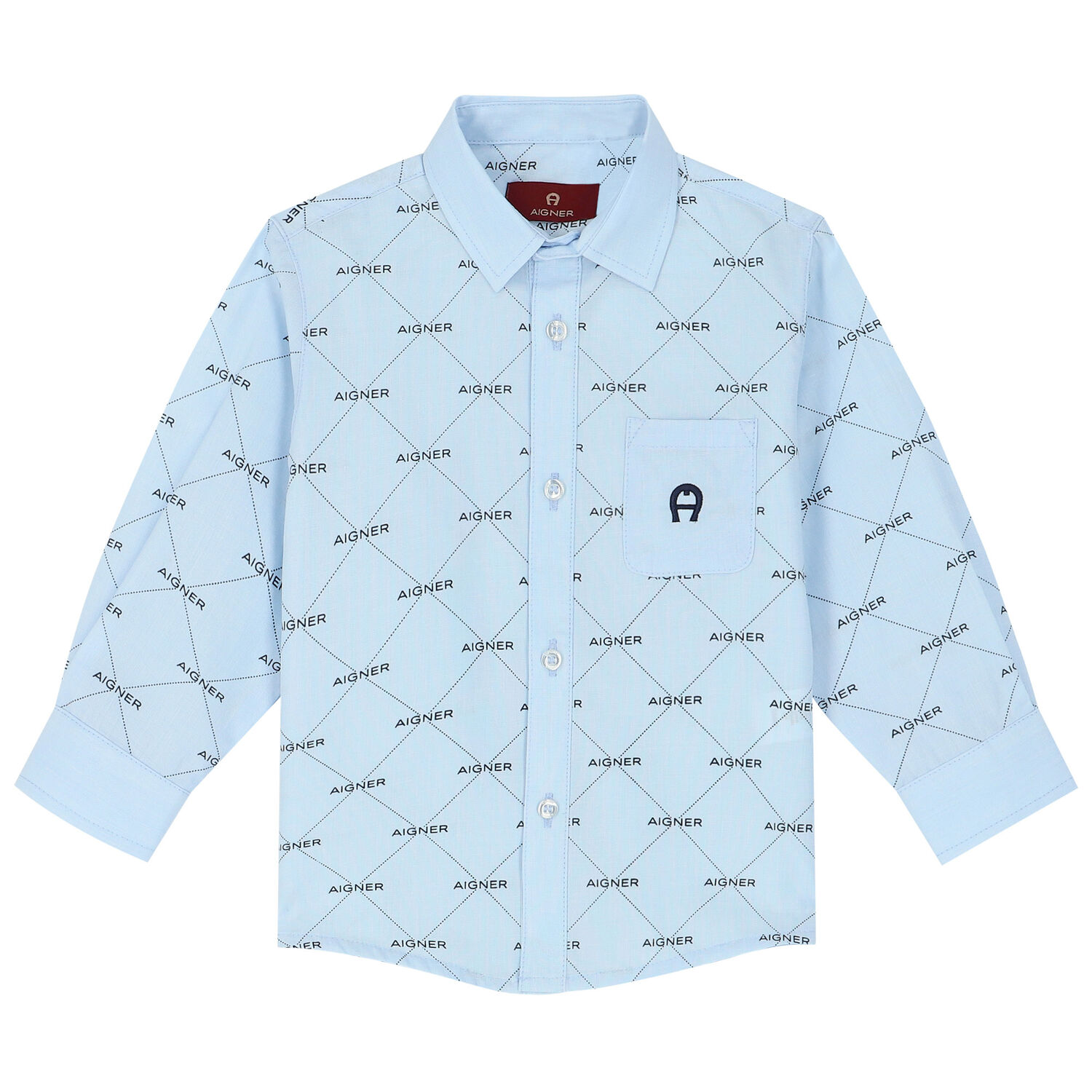 Younger Boys Blue Logo Shirt, 1, hi-res