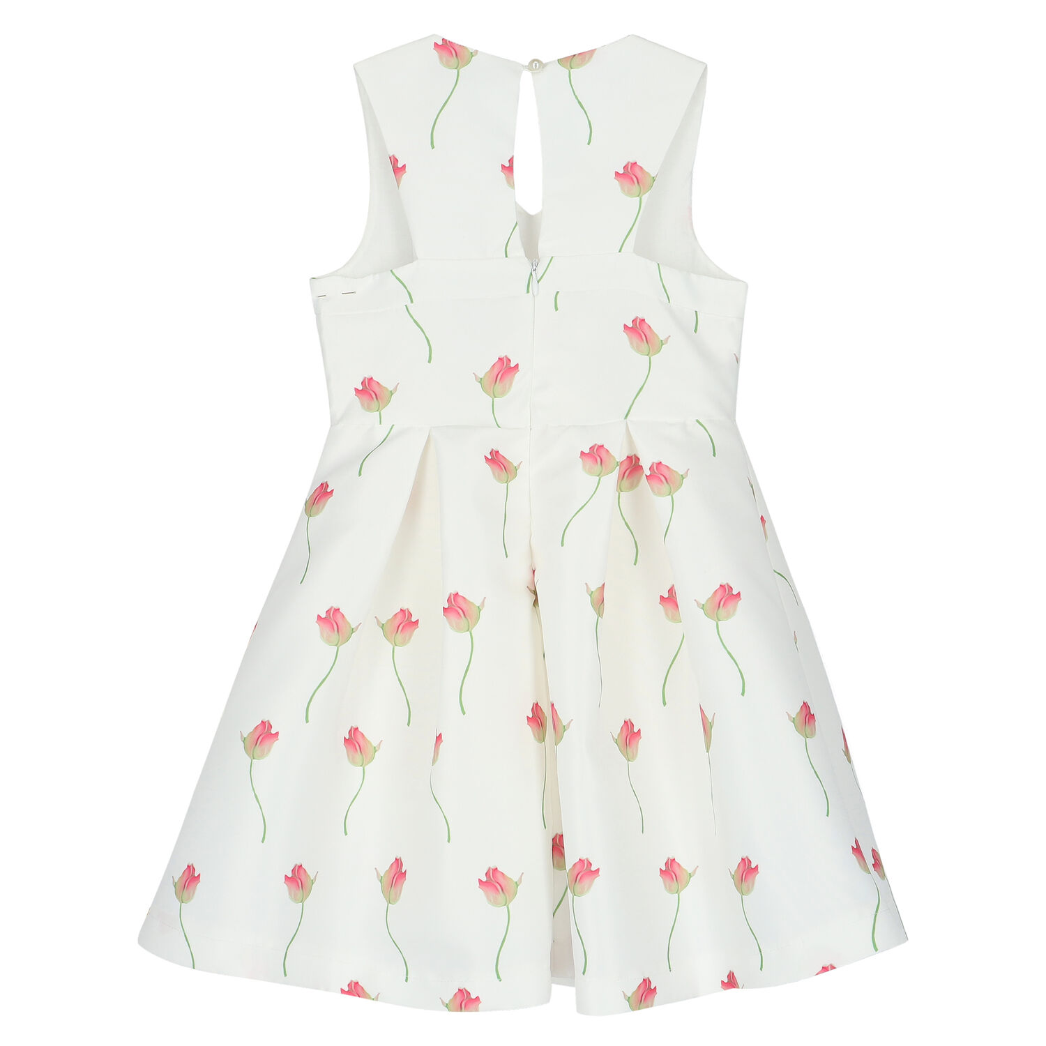 Girls White & Pink Floral Dress, 1, hi-res