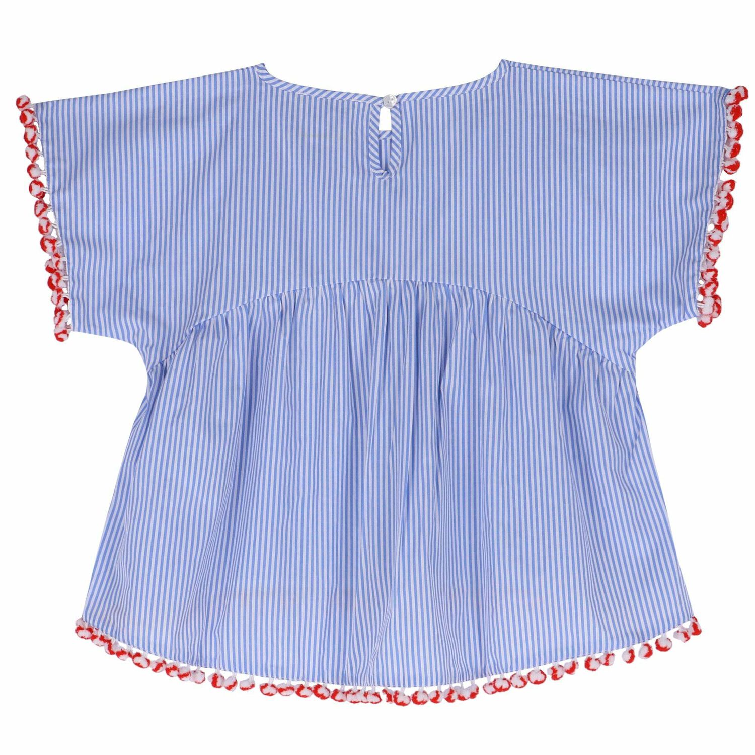 Girls Blue & White Stripe Top, 1, hi-res image number null