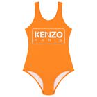 Girls Orange Logo Swimsuit, 1, hi-res