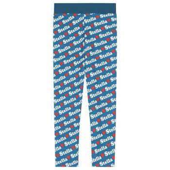 Girls Blue Logo Heart Leggings