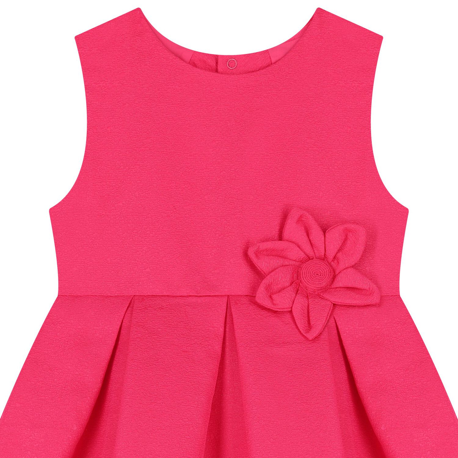 Girls Pink Satin Flower Dress, 1, hi-res