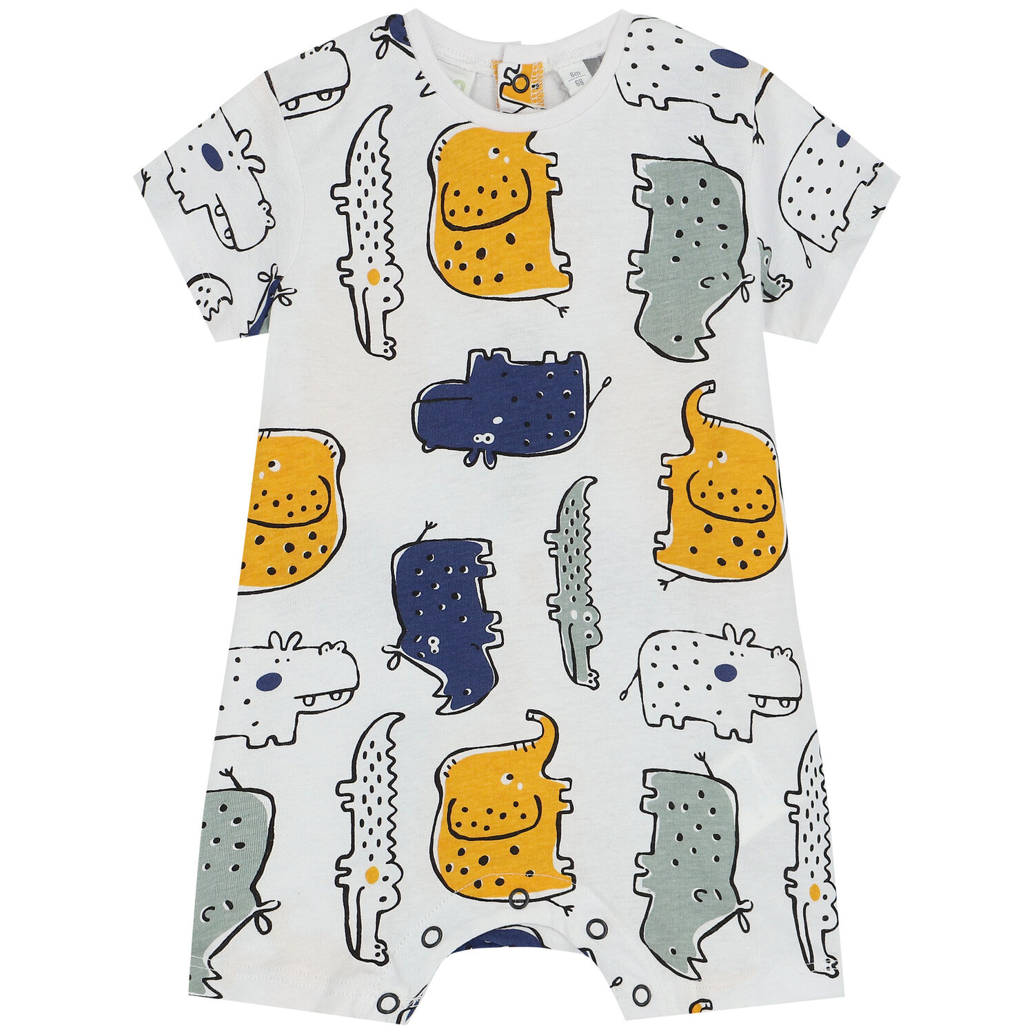 Baby Boys White Animals Romper, 1, hi-res