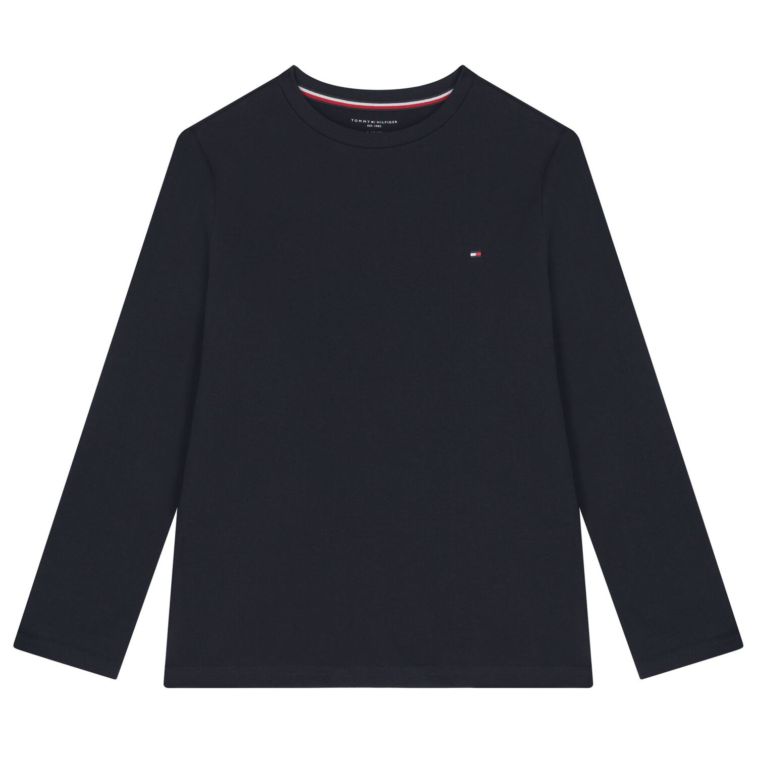 Boys White & Navy Blue Cotton Logo Long Sleeve Top( 2-Pack ), 1, hi-res