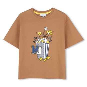 Boys Beige Popcorn Logo T-Shirt