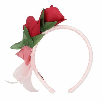 Girls Red & Pink Flower Headband