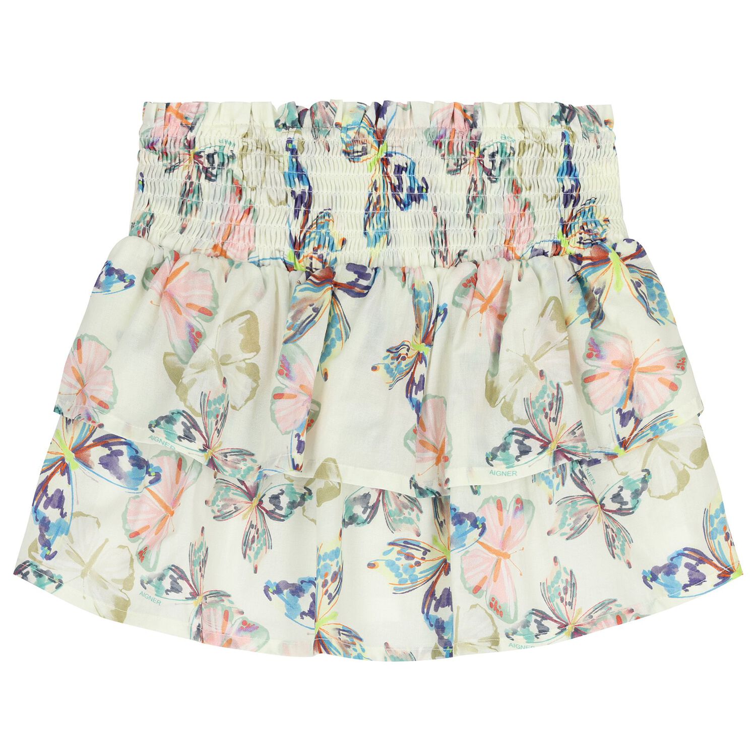 Girls Ivory Butterflies Logo Skirt, 1, hi-res