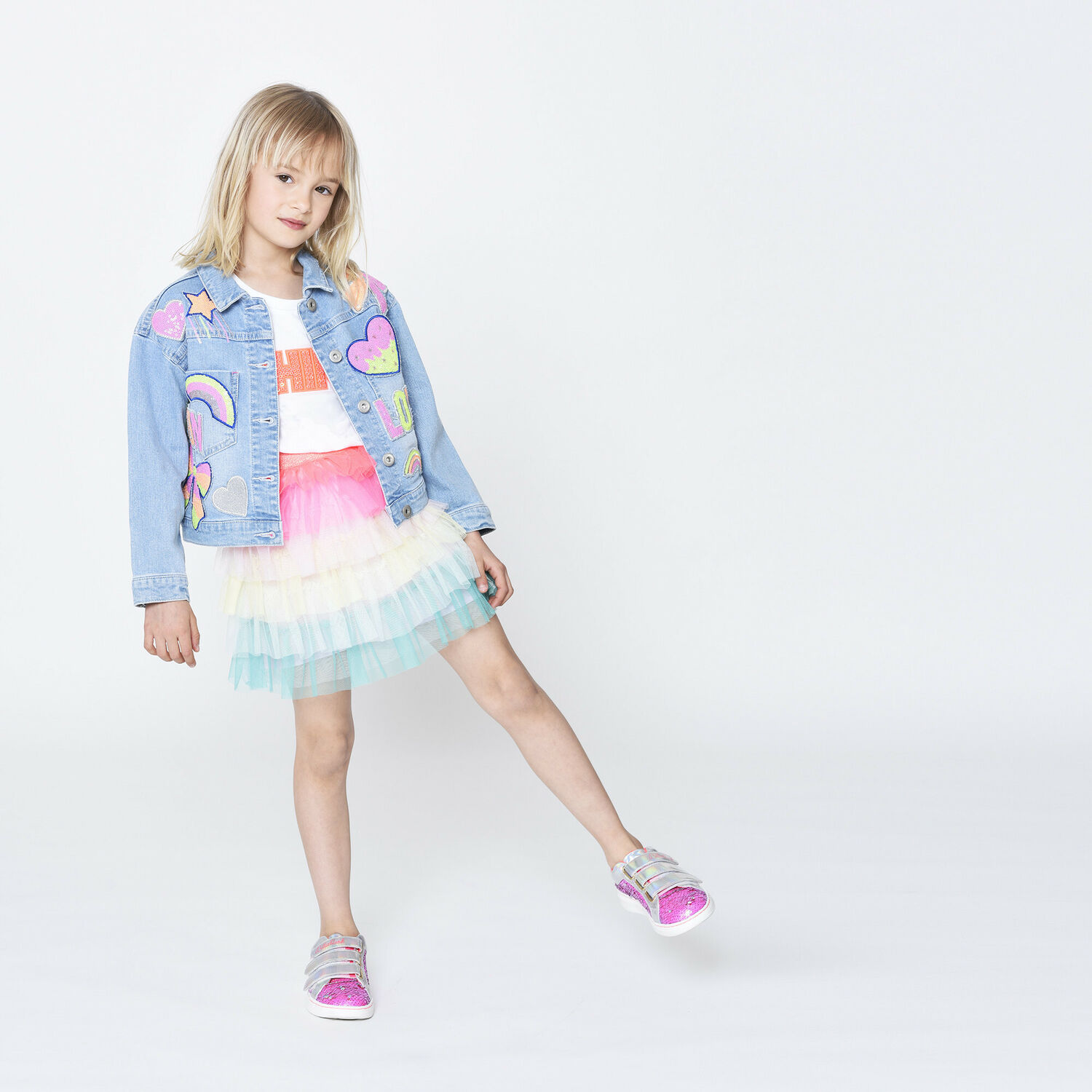 Girls Rainbow Tulle Skirt, 1, hi-res