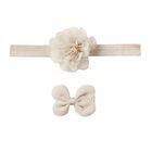 Baby Girls Beige Flower Headband & Clip Set, 2, hi-res